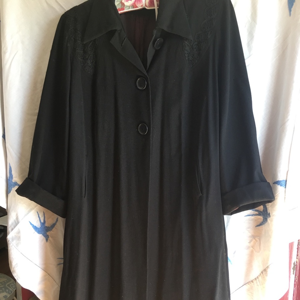 Vintage 1940’s Swing Coat~Jet Black XL